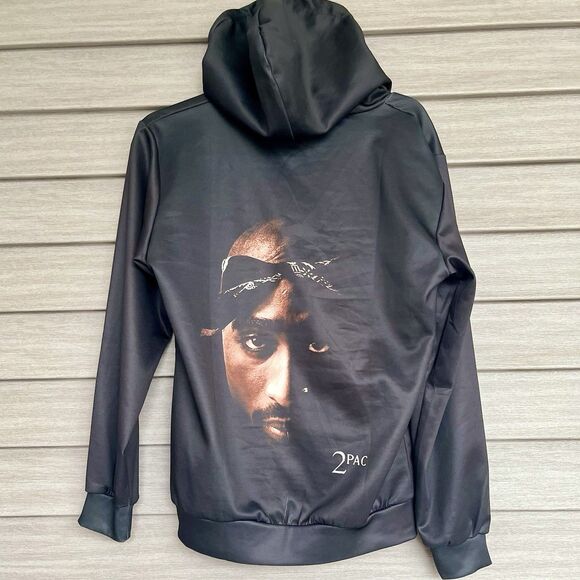 Tupac Shakur 2Pac Tribute Hoodie Jogger Track Suit Adult S Black Rap Hip Hop - Picture 2 of 7